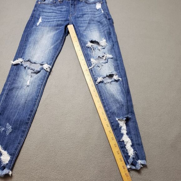 KAN CAN Jeans Sharon-Becky Mid-Rise Distressed Ripped Skinny Jeans - Size 25 - Picture 2 of 16